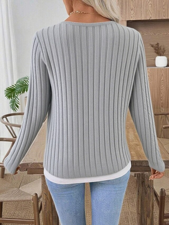 Women's Blouse Patchwork Buttons Solid Color Stylish Casual