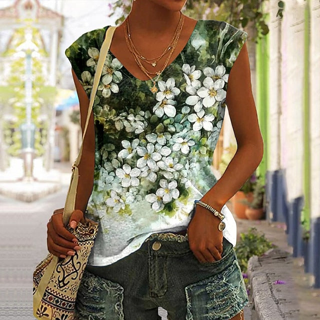 Women's Camisole Tank Top Basic Floral Print Sleeveless