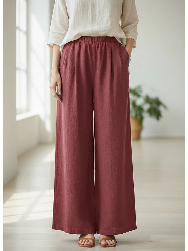 70% Linen Women's Linen Pants Culottes Wide Leg Wide Leg