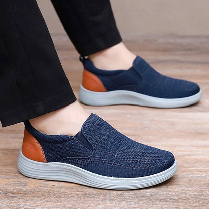 Men's Stretch Navy Slip-On Breathable Sneakers – Knit
