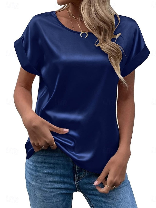 Women's T Shirt Plain Fashion Basic Modern Short Sleeve