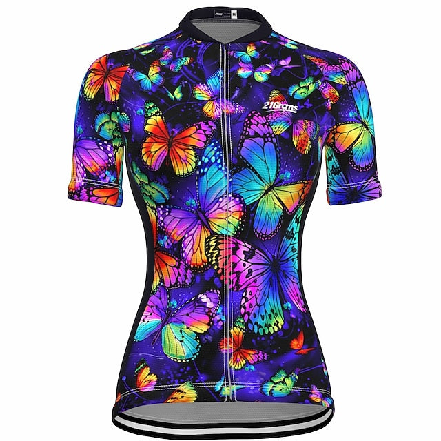 Women's Cycling Jersey Butterfly Funny Short Sleeve Bike