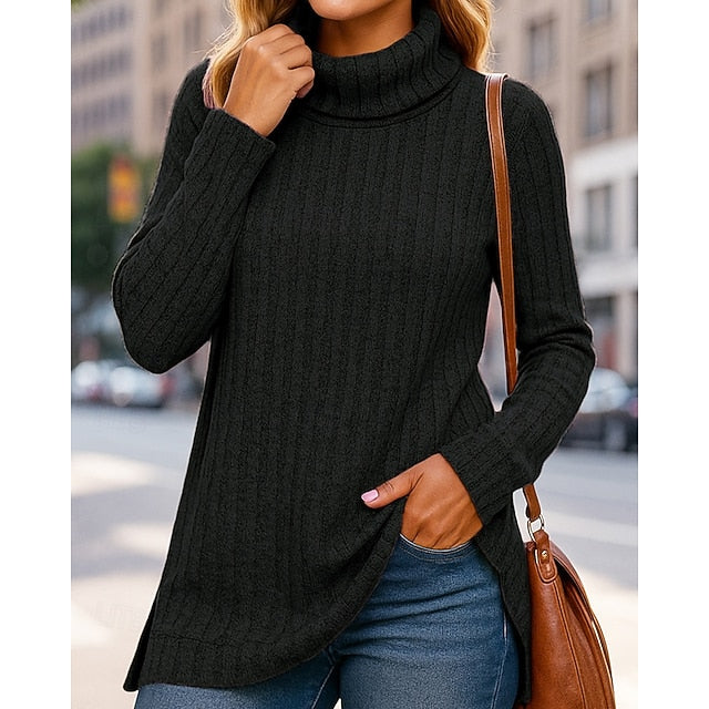 Fall Sleeve Women's Athleisure Top Turtleneck Sweater Long