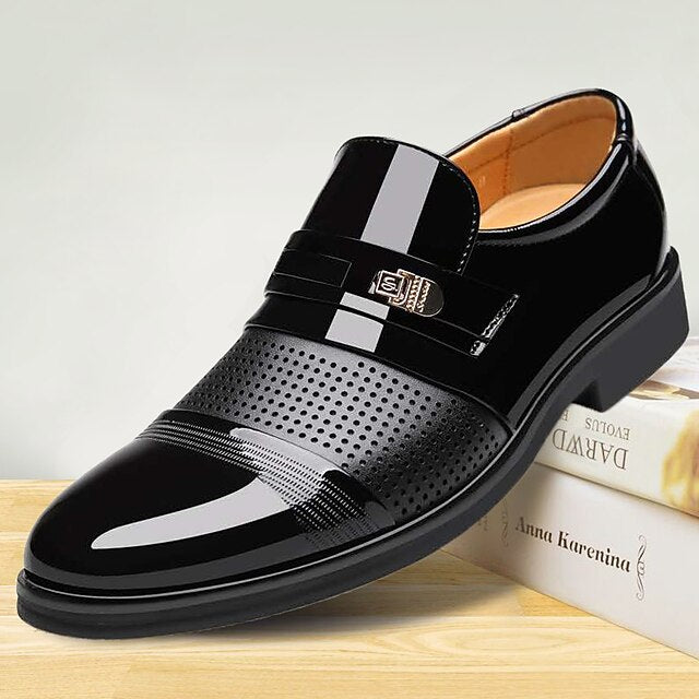 Loafers with Brown Faux Men's Leather Patent