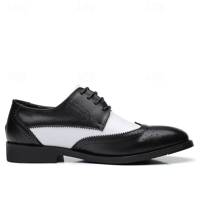 Shoes with Brogue and Men's White Black Oxford