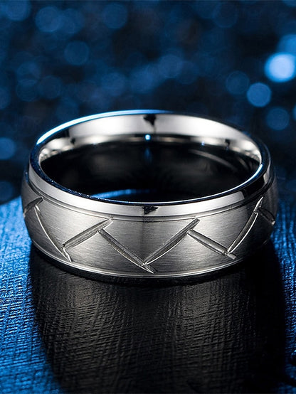 Stainless – Pattern Rings Modern Steel Men's Geometric