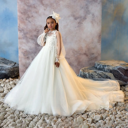 Communion Color Solid Kids Girls' First Party Dress