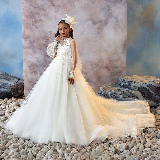 Communion Color Solid Kids Girls' First Party Dress