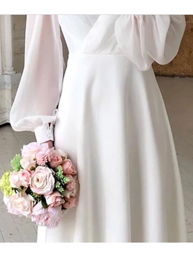 A-Line Ankle Length Little White Dress Party Dresses Bridal
