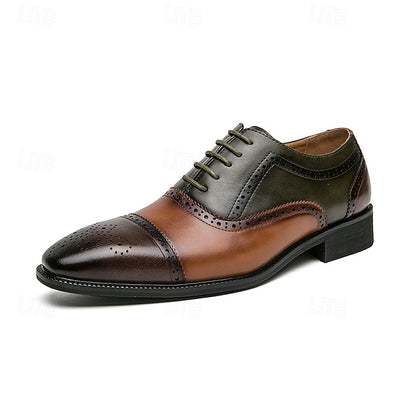 Shoes and Wingtip Leather Black – Faux Oxford Men's Brown
