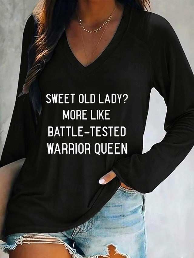 Women's T shirt Long Sleeve V Neck Long Sleeve Graphic