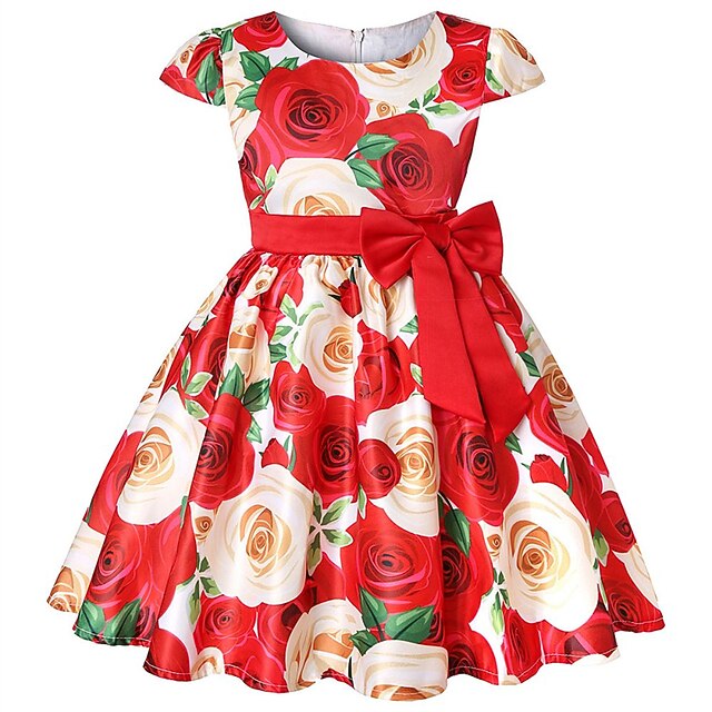 Dress Short Sleeve Flower Kids Girls' Party Floral