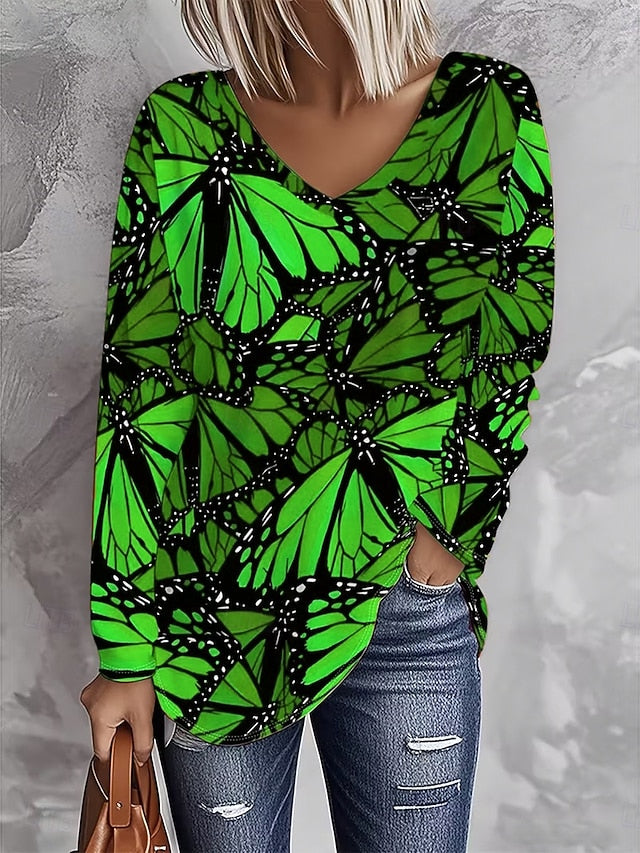 Women's T Shirt Graphic Butterfly Vintage Stylish Casual