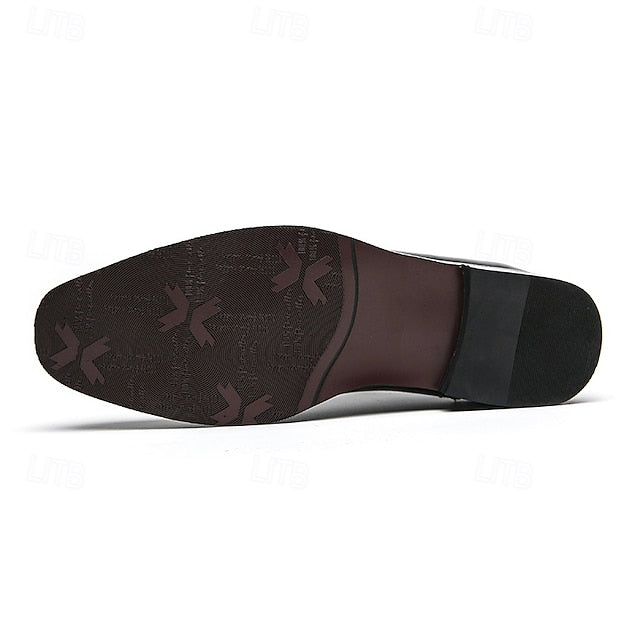 Faux Oxford Brogue Leather – Brown Men's Shoes Classic