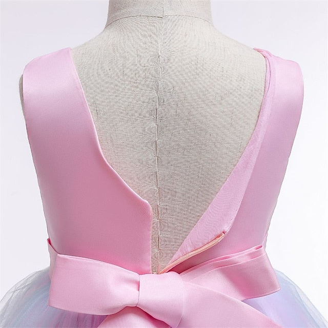 Blue Purple Blushing Dress Kids Lace Floral Girls' Party