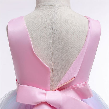 Blue Purple Blushing Dress Kids Lace Floral Girls' Party