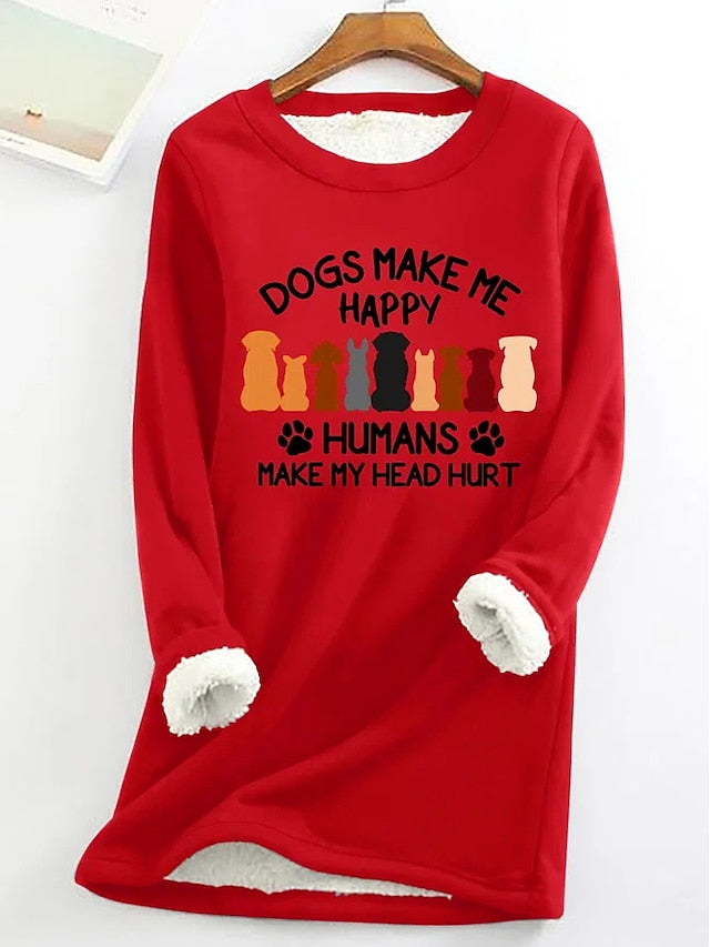 Graphic Pullover Women's Sherpa Sweatshirt Letter Casual