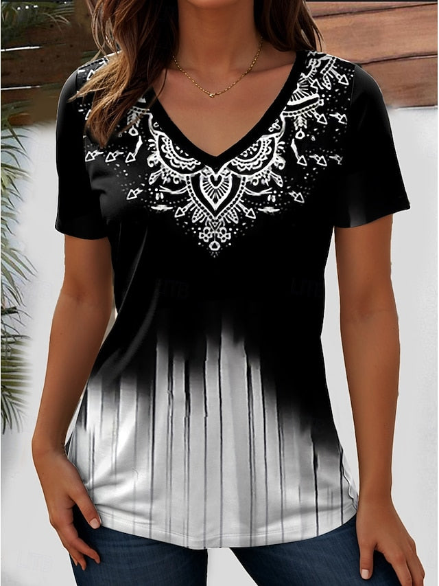 Women's T Shirt Graphic Paisley Bohemia Stylish Casual
