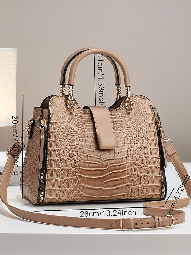 Women's Croc-Embossed Top-Handle Satchel – Structured