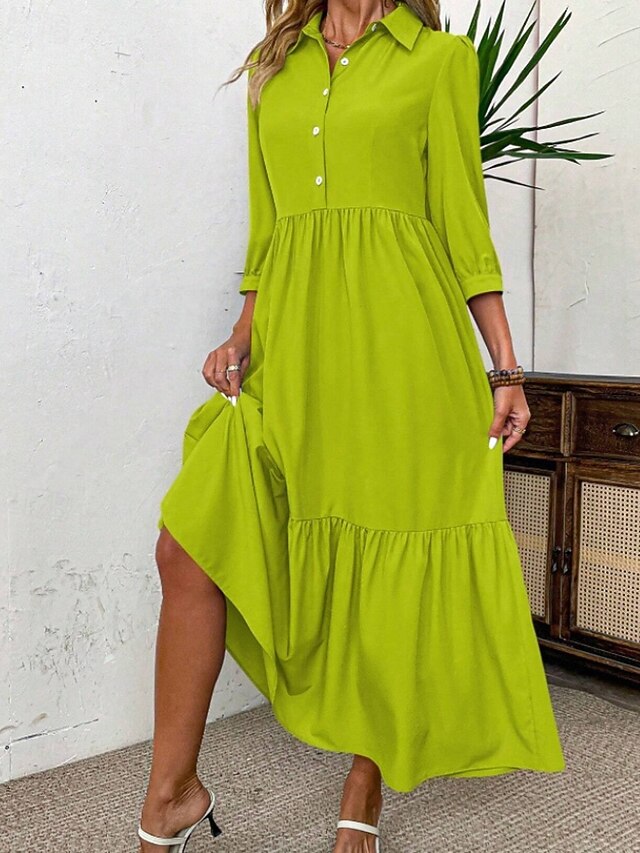 Women's Midi Dress Shirt Dress Fashion Modern Outdoor