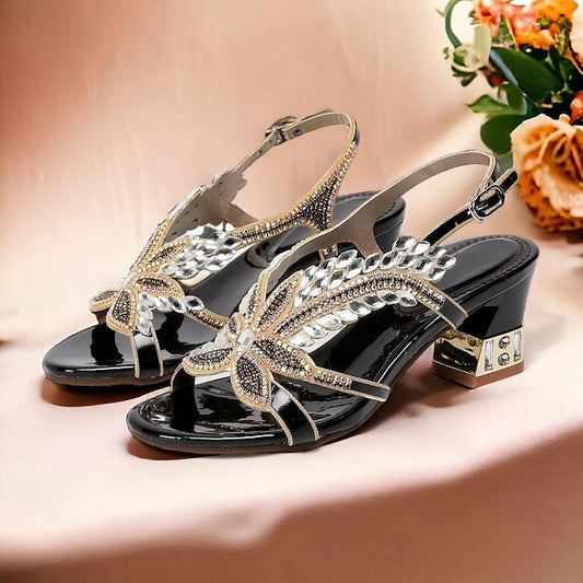 Round Rhinestone Women's Sandals Party Toe Shoes Wedding