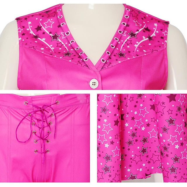 Pink West Cowgirl Outfit Doll Pants Vest Scarf Women's