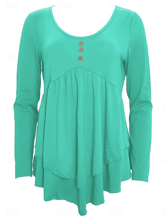 Women's Blouse Peplum Solid Color Stylish Casual Long