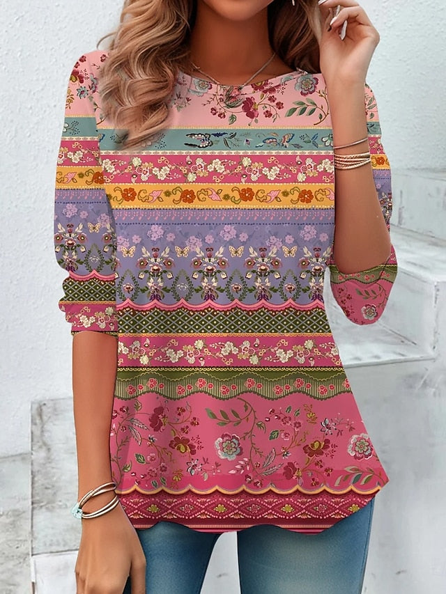 Women's T Shirt Print Graphic Plants Vintage Fashion