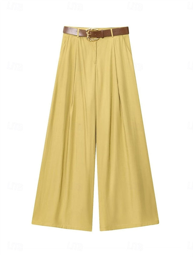 Women's Wide Leg Chinos Straight Elegant Vintage Fashion