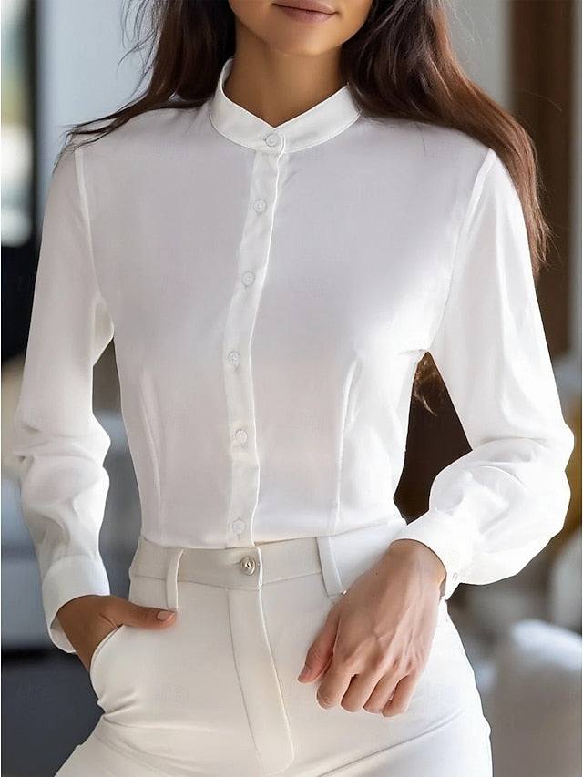 Women's Elegant Satin Top Blouse Silky Tops Plain Daily