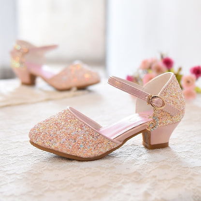 Heels Girls' Party Glitters Princess Little Rubber PU Shoes