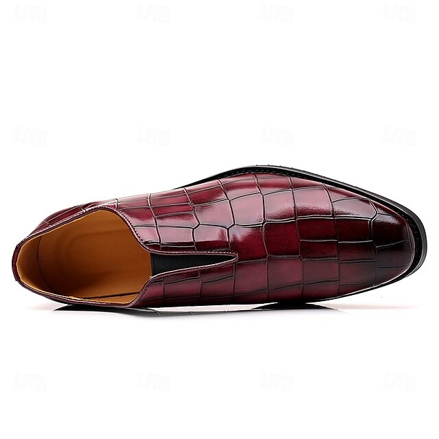 Burgundy Men's Shoes Slip-On Crocodile – Pattern