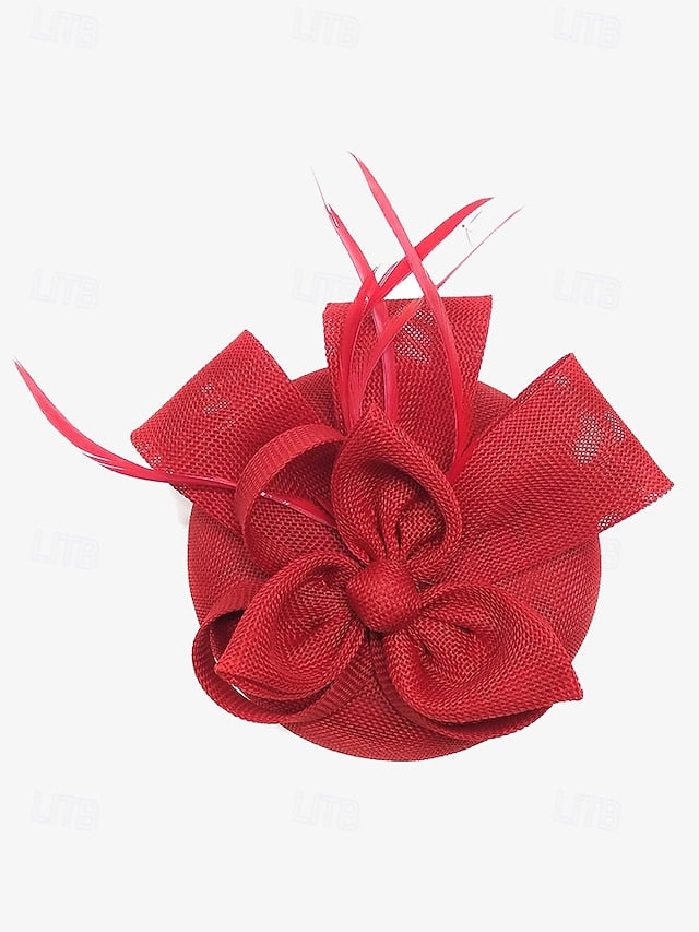 Women's Hat and Bow Accents Green with Feather Fascinator