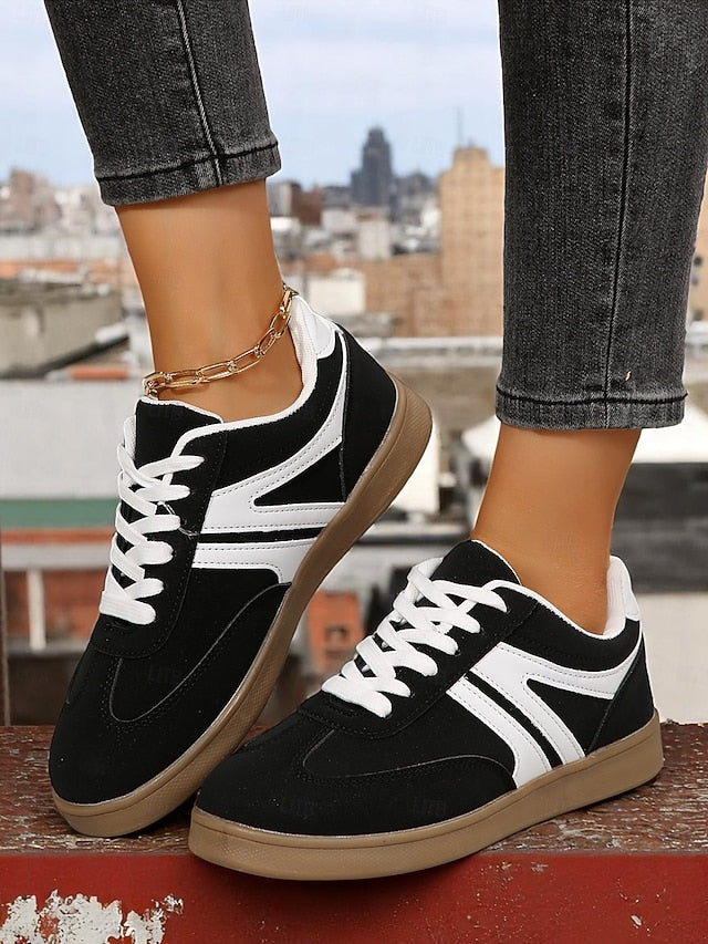 Women's Yellow Low-Top Sneakers for Women - Vintage Lace-Up
