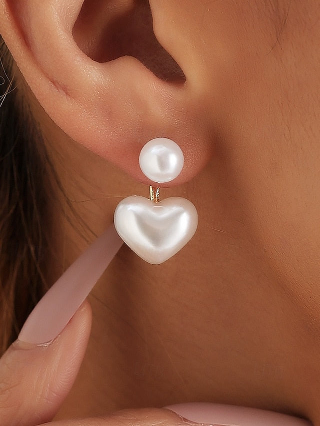Romantic – Elegant Pearl Heart-Shaped Drop Minimalist Earrings