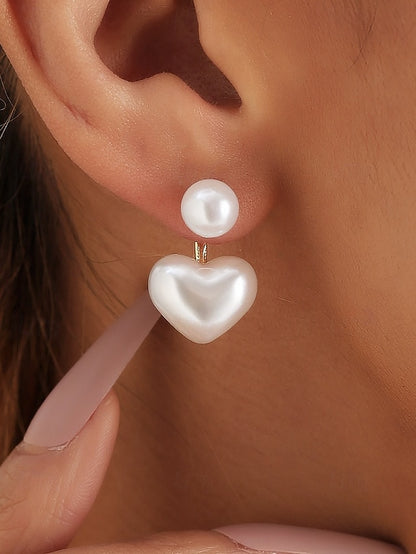 Romantic – Elegant Pearl Heart-Shaped Drop Minimalist Earrings