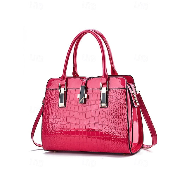 Faux - Croc Patent Women's Handbag Leather Burgundy