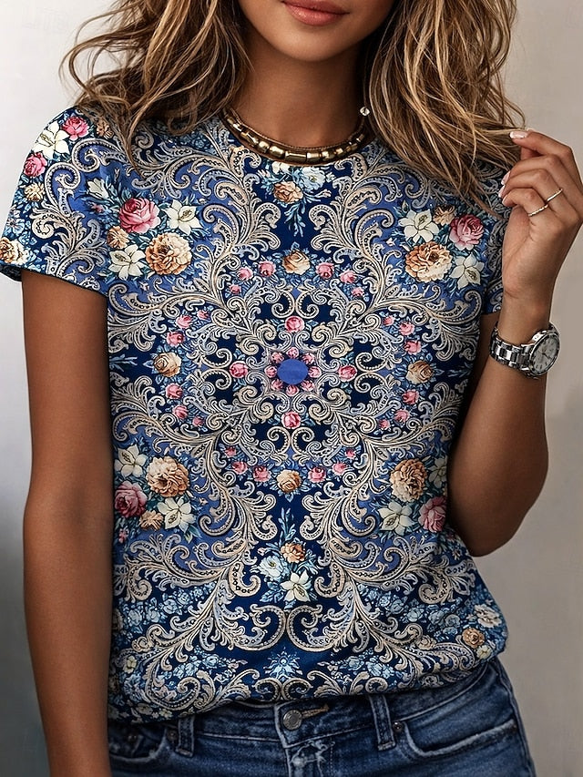 Women's T Shirt Floral Graphic Paisley Bohemia Vintage