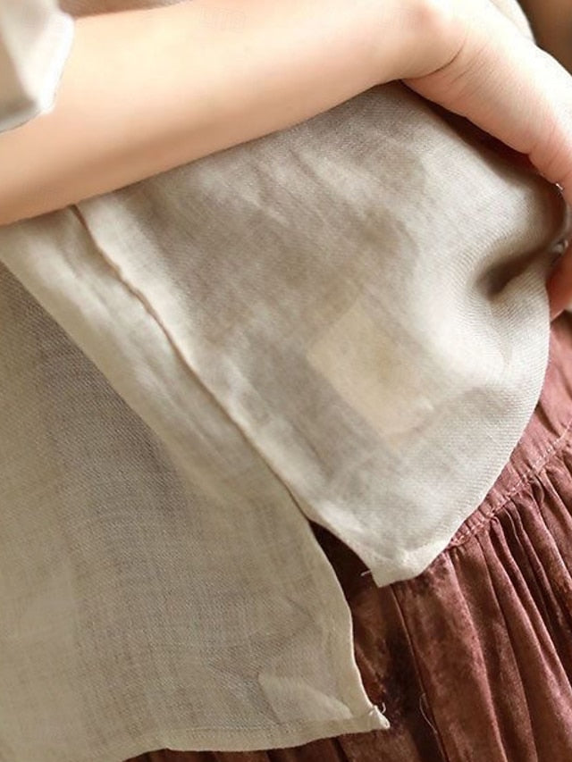 Women's Shirt Cotton Linen Shirts Blouse Faux Cotton Linen