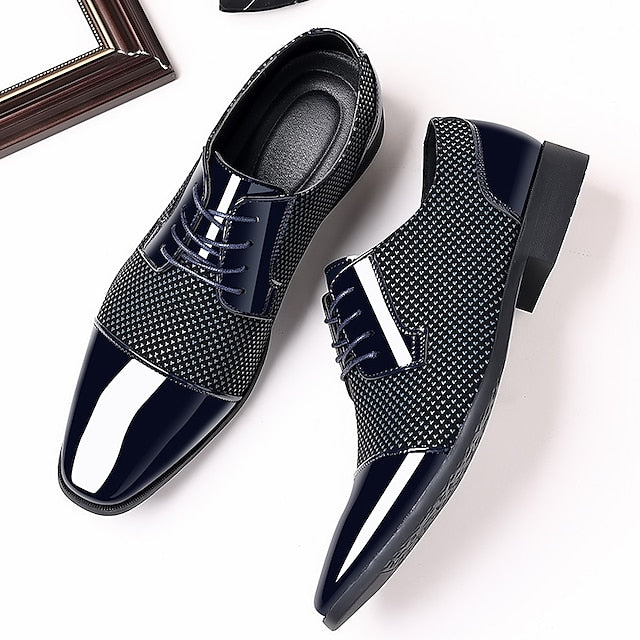 Black Lace-Up Shoes Patent Men's Formal Faux Leather