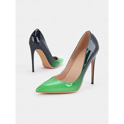 Toe Patent Leather Black Women's Pointed Green Pumps