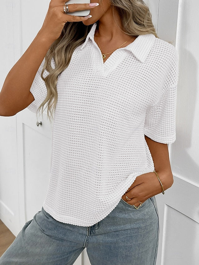 Women's Tunic Plain Stylish Classic Casual Short Sleeve