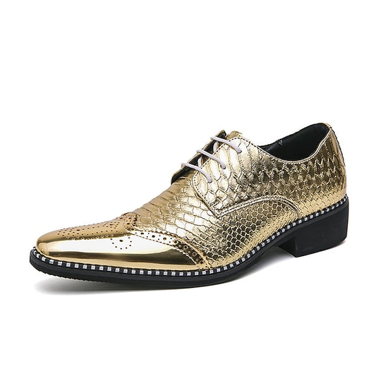 Men's Oxford Shoes Metallic Shiny Faux – Gold