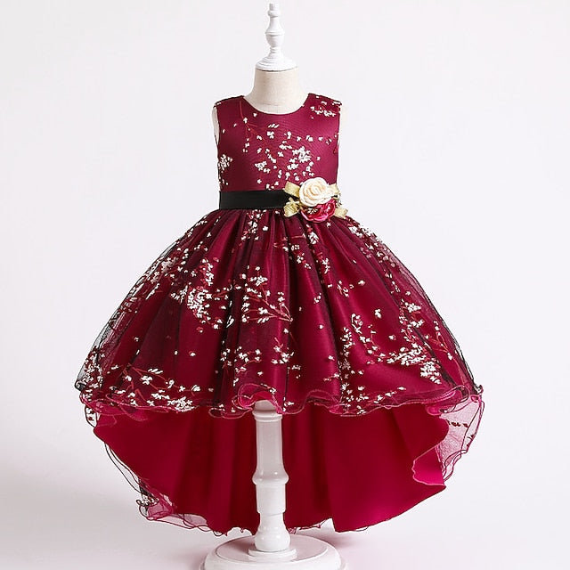 Floral Wedding Colored Sleeveless Solid Kids Dress Girls'