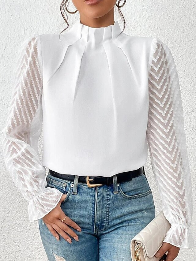 Women's Shirt Blouse Patchwork Plain Modern Casual Long