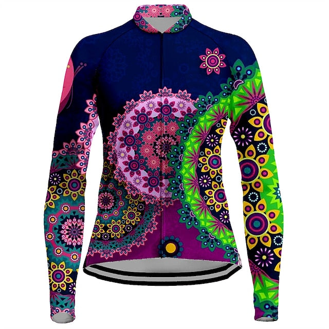 Women's Cycling Jersey Floral Botanical Long Sleeve Bike