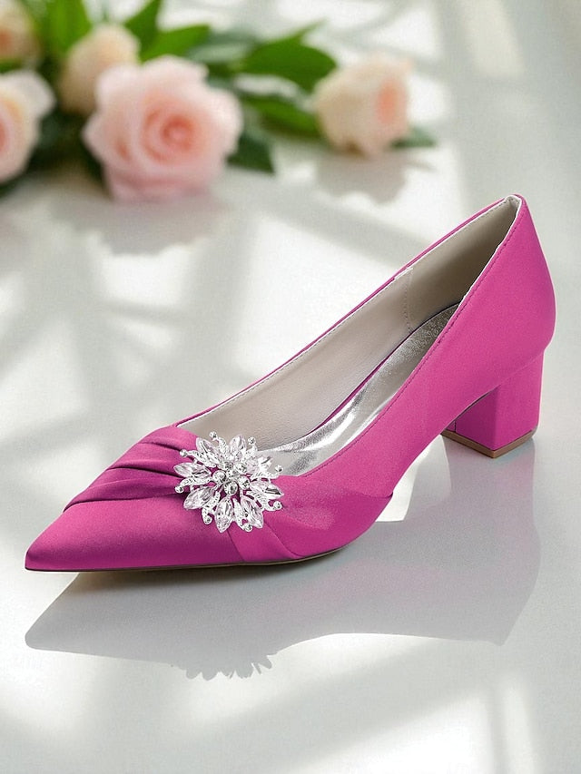 Crystal with Low Women's Pumps Heel White Block