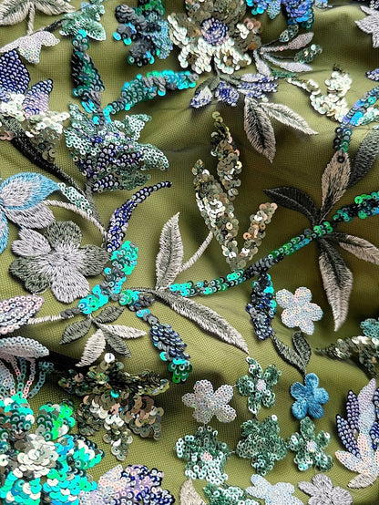 Satin Bride of A-Line Gown Floral the Evening Embroidered Mother