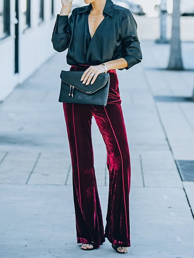 Women's Bell Bottom Pants Trousers Elegant Fashion