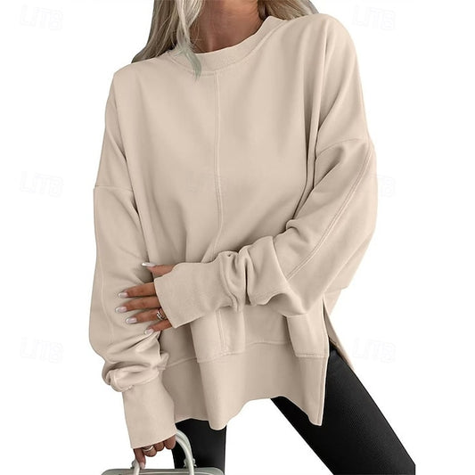 Women's Pullover Sweatshirt Plain Streetwear Casual Long